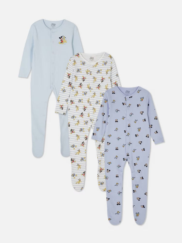 Disney primark mickey 3pk sleepsuit