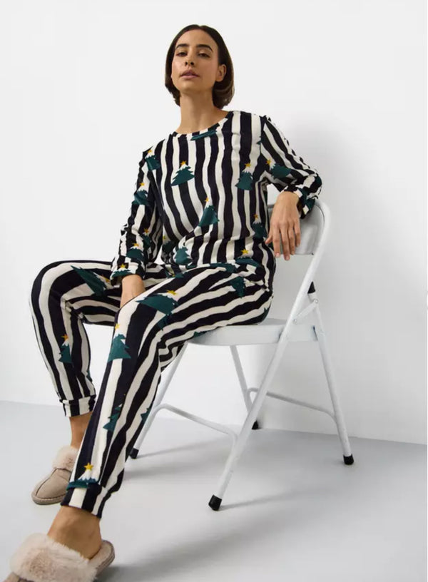 Tu Matching Family women & Men Christmas Trees Striped Slinky Pyjamas