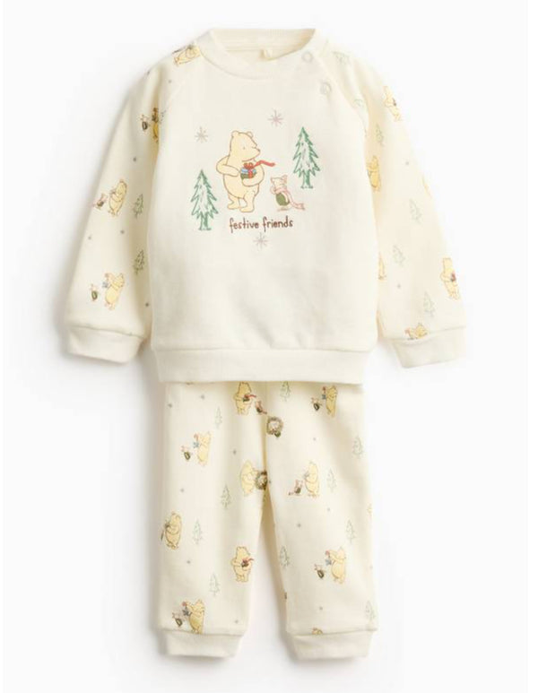 Tu Christmas Winnie The Pooh Print Cream Sweat Set
