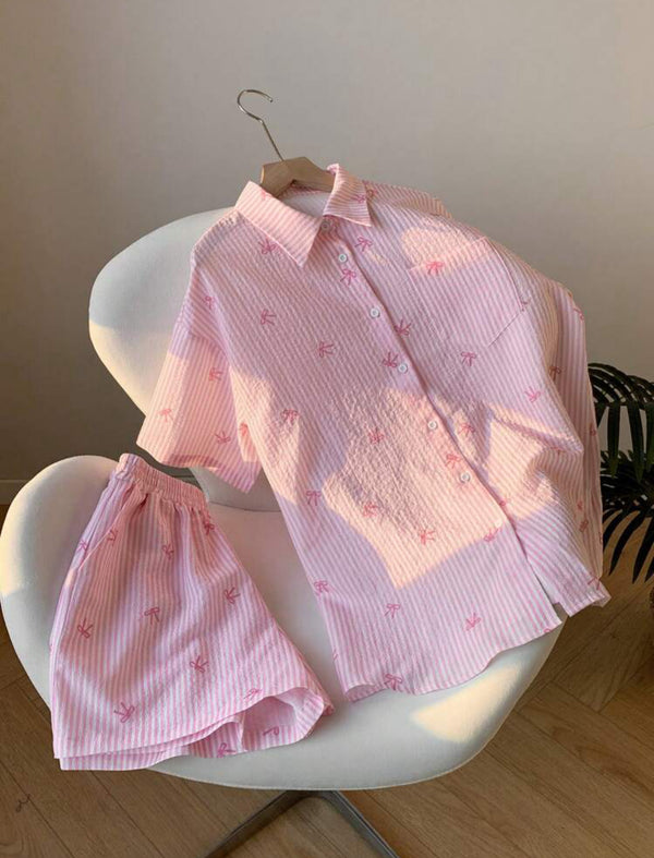 Women boyfriend short pyjamas pink