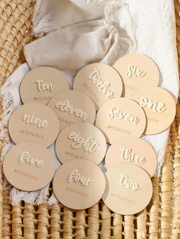 Cream acrylic wooden milestone cards