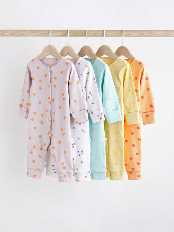 Multi Fruit Print Baby Footless Sleepsuits 5 Pack (0mths-2yrs)