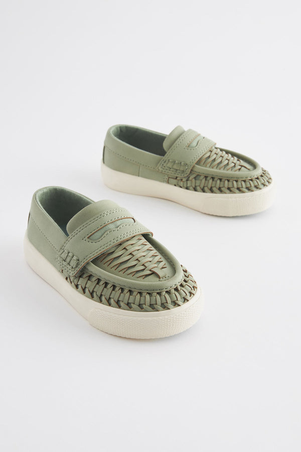 Sage Green Standard Fit (F) Woven Loafers