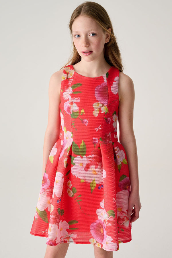 Coral Pink Baker by Ted Baker Floral Airtex Scuba Dress