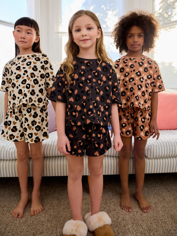 Brown/Cream Short Pyjamas 3 Pack (3-16yrs)