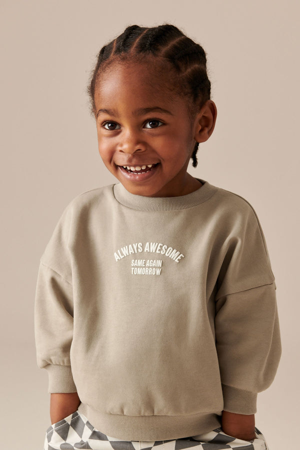 Cement Stone Slogan Crew Neck 100% Cotton Sweatshirt (3mths-7yrs)