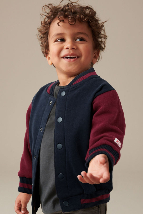 Navy/Burgundy 100% Cotton Letterman Jacket (3mths-7yrs)