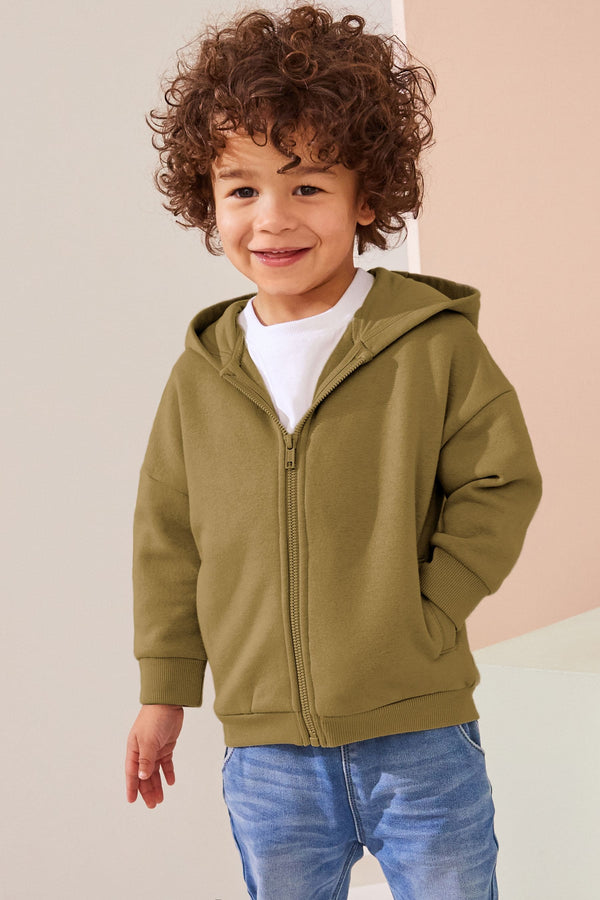 Olive Green Zip Through Hoodie (3mths-7yrs)