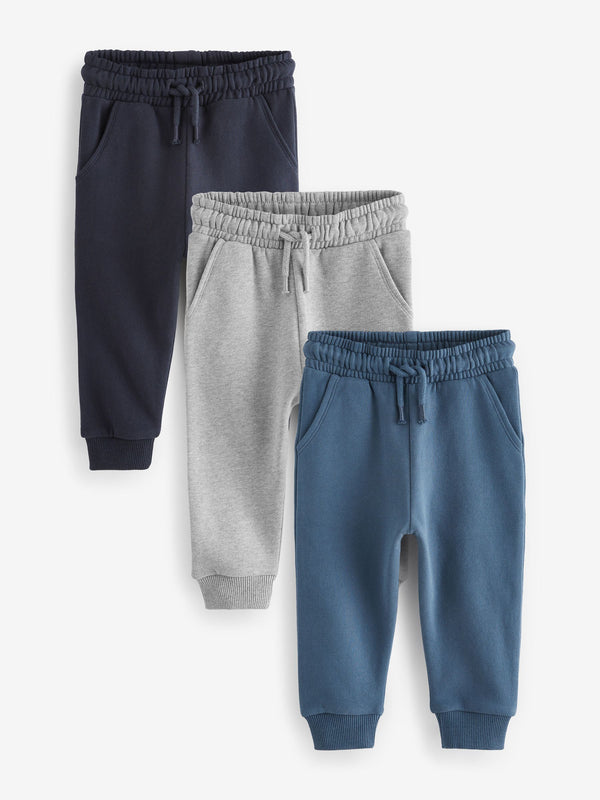 Blue/Charcoal/Black Soft Touch Joggers 3 Pack (3mths-7yrs)
