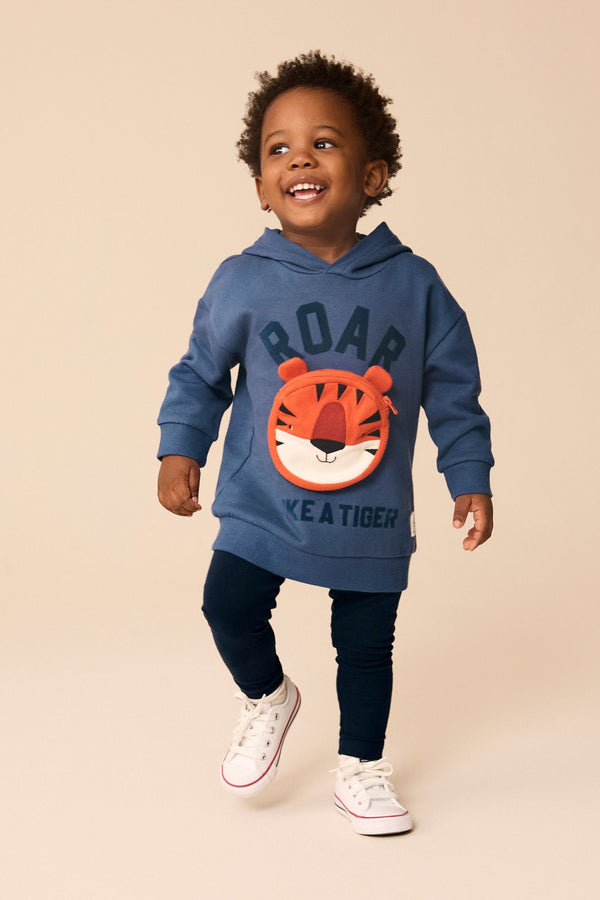 Blue Tiger Bumbag 100% Cotton Hoodie and Leggings Set (3mths-7yrs)