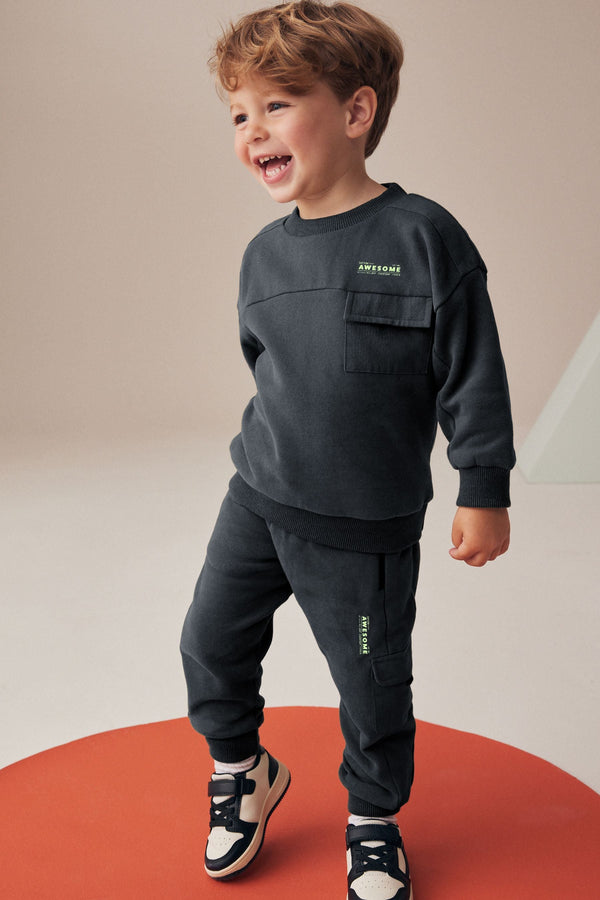 Charcoal Grey Utility Sweatshirt and Joggers Set (3mths-7yrs)