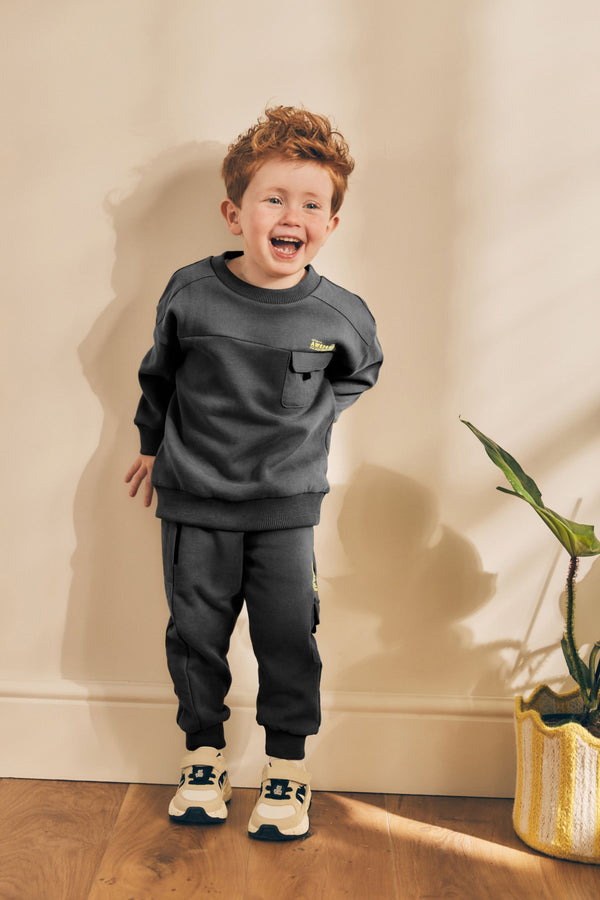 Charcoal Grey Utility Sweatshirt and Joggers Set (3mths-7yrs)