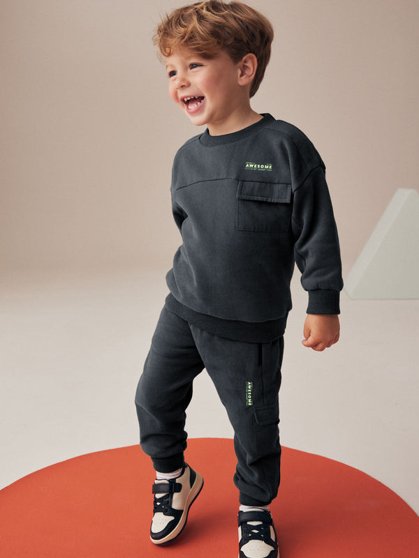 Charcoal Grey Utility Sweatshirt and Joggers Set (3mths-7yrs)