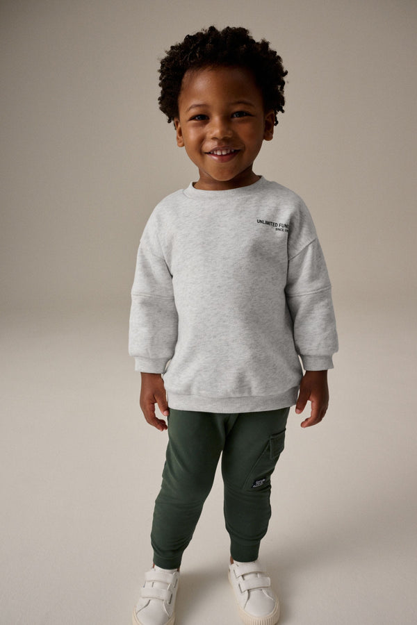 Khaki/Grey Utility Sweatshirt and Super Skinny Joggers Set (3mths-7yrs)