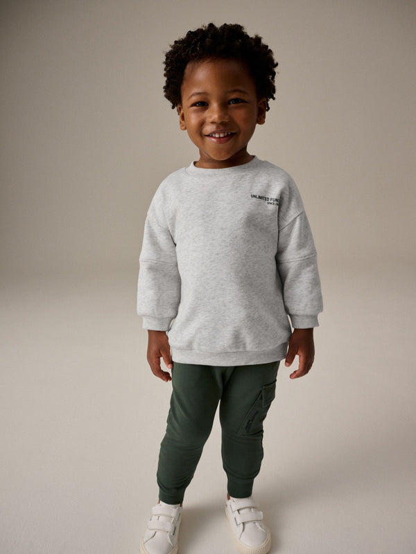 Khaki/Grey Utility Sweatshirt and Super Skinny Joggers Set (3mths-7yrs)