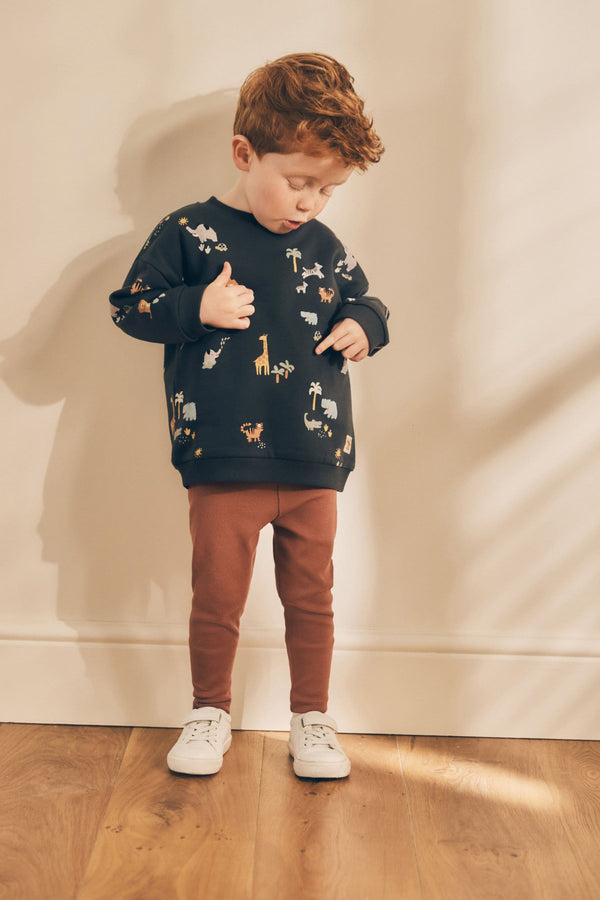 Black/Brown Safari All Over Print Sweatshirt and Legging Set (3mths-7yrs)