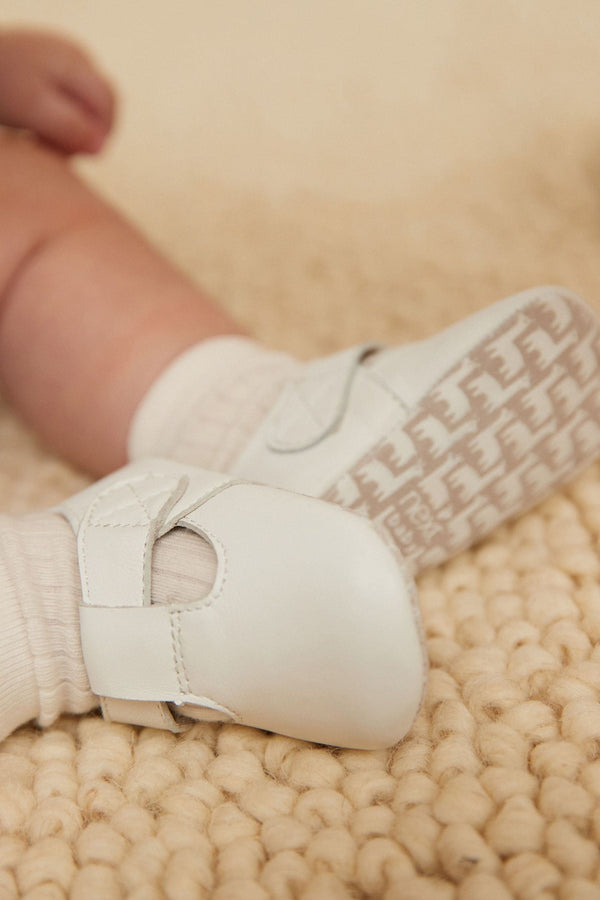 White Leather T-Bar Baby Shoes (0-24mths)