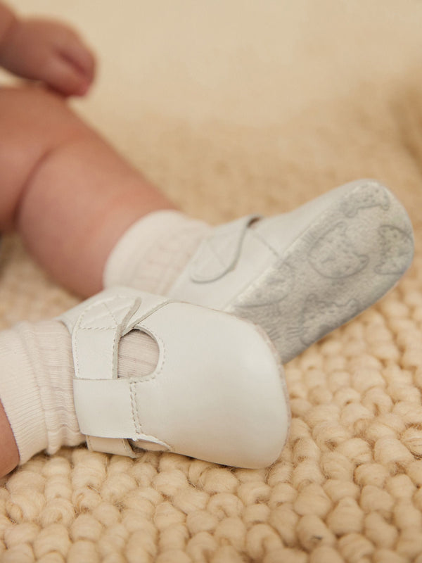 White Leather Baby T-Bar Shoes (0-24mths)