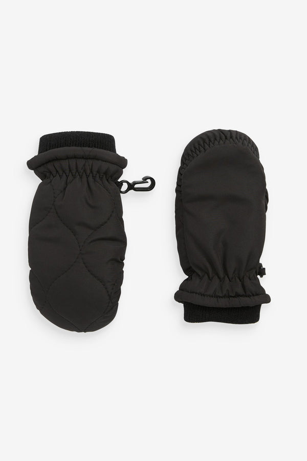 Black Quilted Ski Mitts (1-6yrs)