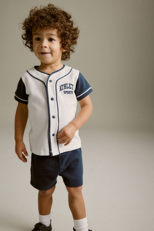 Navy Blue/White Baseball T-Shirt and Shorts Set (3mths-7yrs)