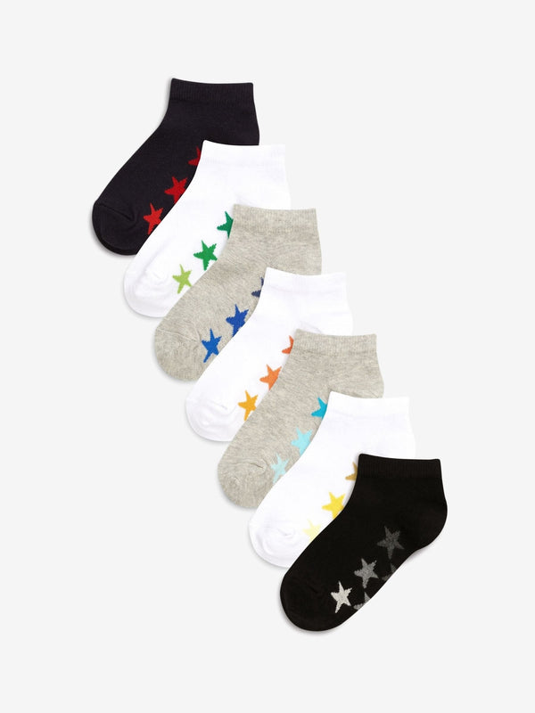 White/Grey Rich Trainers Socks 7 Pack