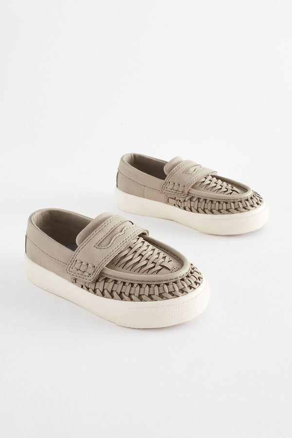 Grey Woven Loafers