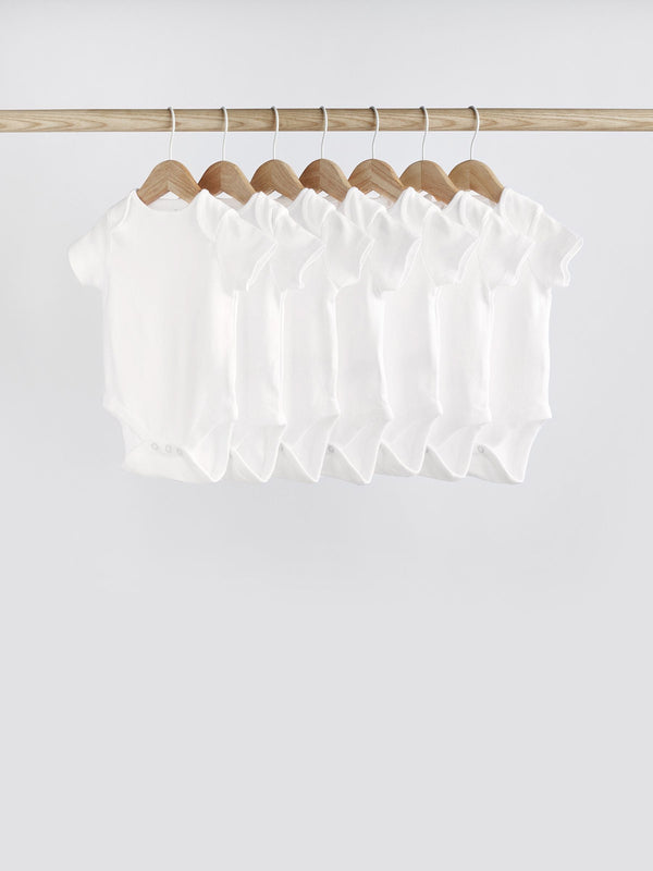 White Essential 7 Pack Baby Short Sleeve Bodysuits