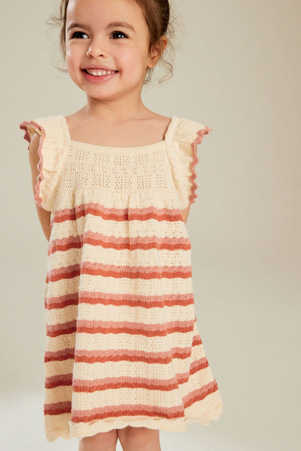 Ecru Marl 100% Cotton Crochet Dress (6mths-7yrs)