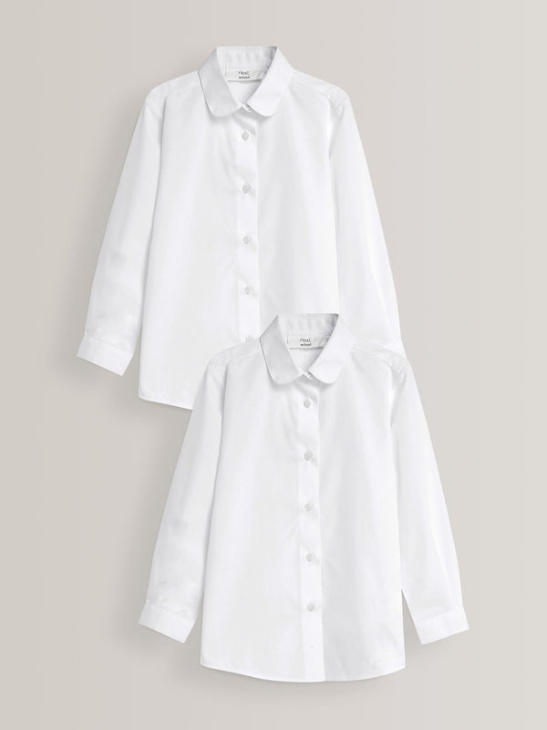 White 2 Pack Long Sleeve Curved Collar School Shirt (3-16yrs)