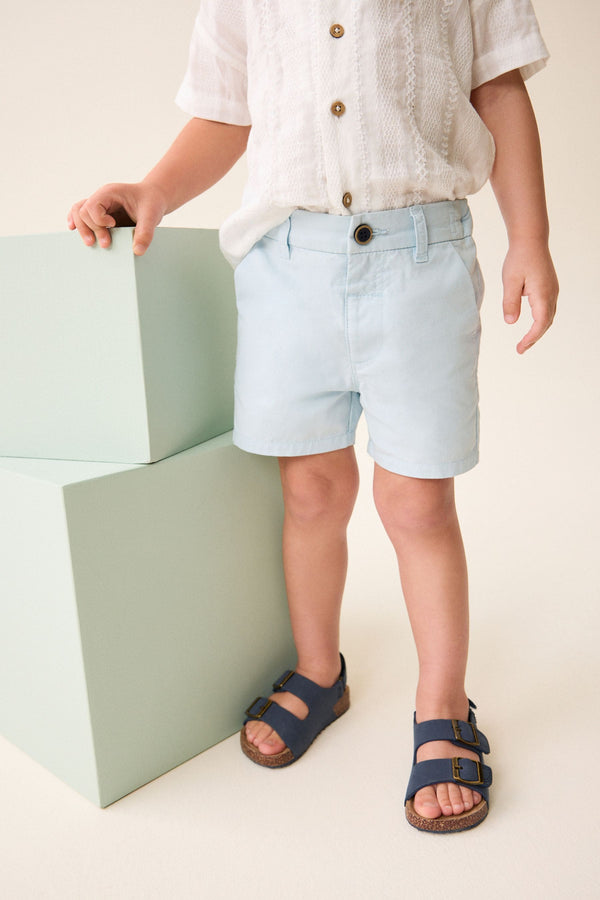 Pale Blue 100% Cotton Chinos Shorts (3mths-7yrs)