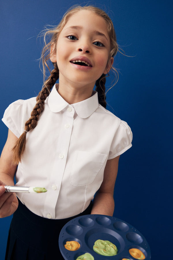 White Puff Sleeve School Blouse (3-16yrs)