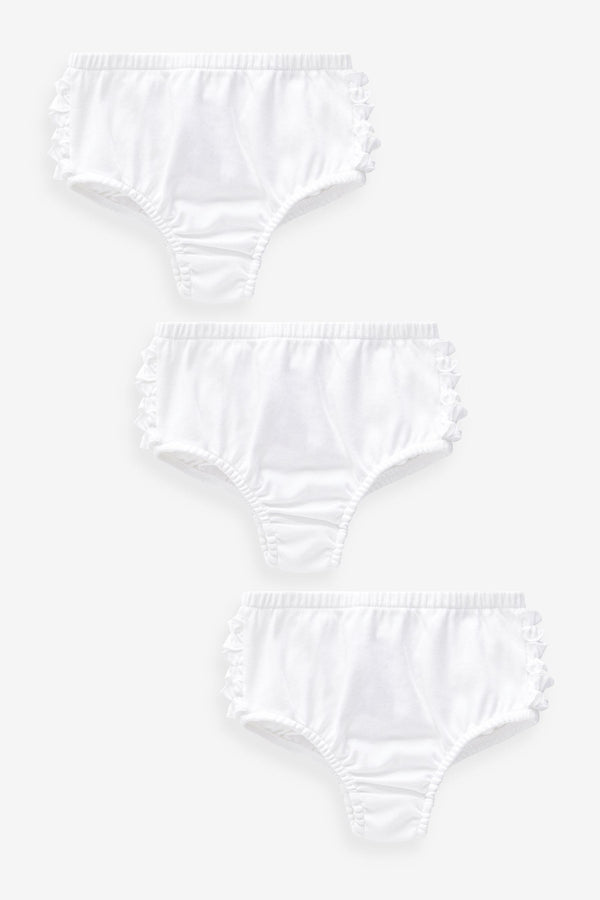 White 3 Pack Baby Knickers (0mths-2yrs)