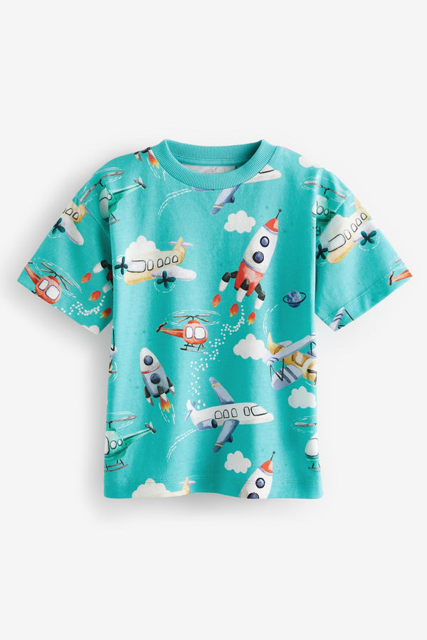 Blue All-Over Print Short Sleeve T-Shirt (3mths-7yrs)