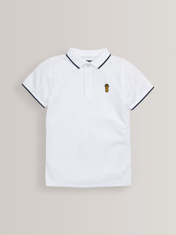 White Short Sleeve Polo Shirt (3-16yrs)