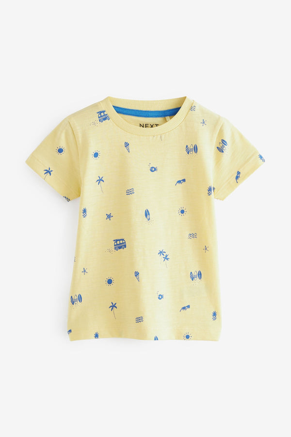 Yellow All-Over Print 100% Cotton Short Sleeve T-Shirt (3mths-7yrs)