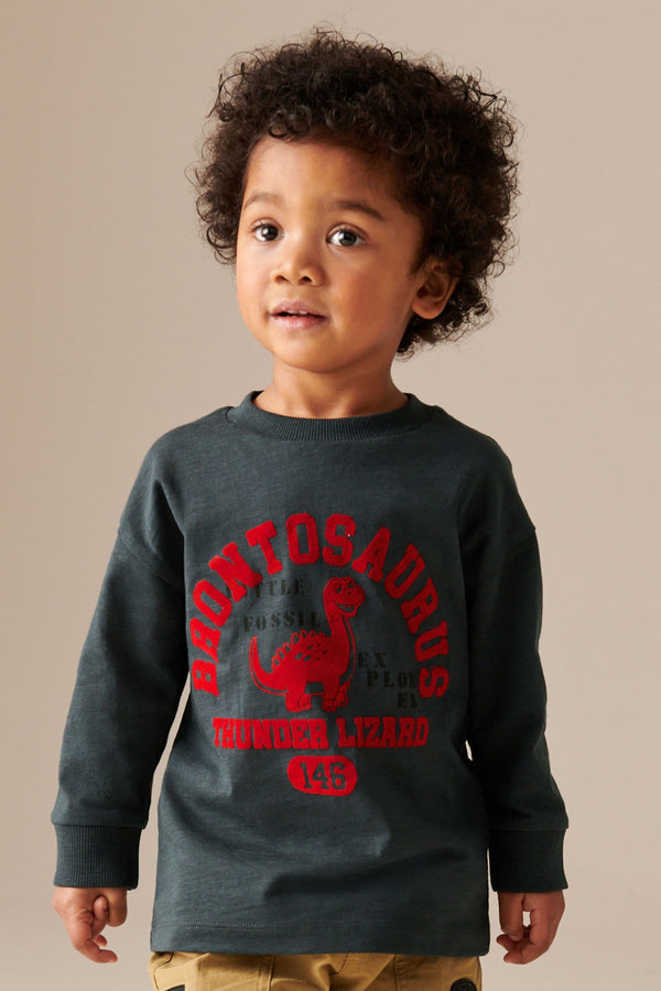 Charcoal Grey Long Sleeve Varsity T-Shirt (3mths-7yrs)