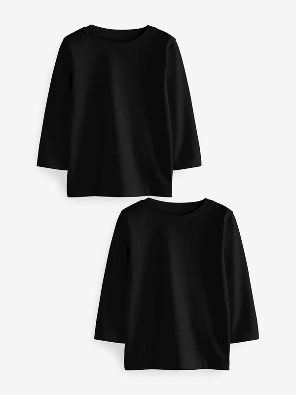 Black 2 Pack Long Sleeve T-Shirts 2 Pack (3mths-7yrs)