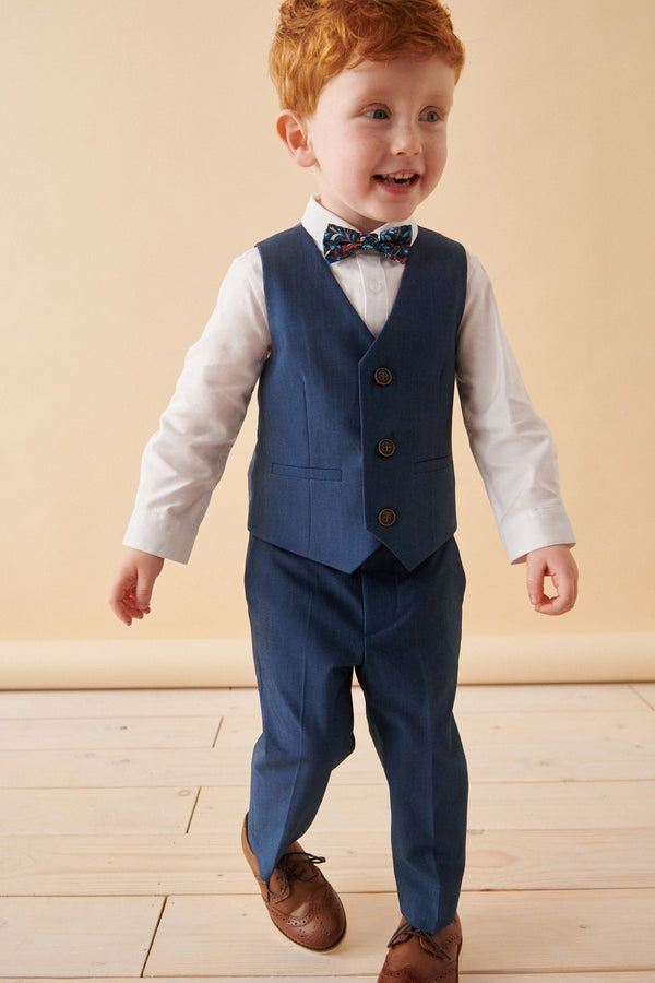 Blue Waistcoat, Shirt, Trousers & Bowtie Set (3mths-9yrs)