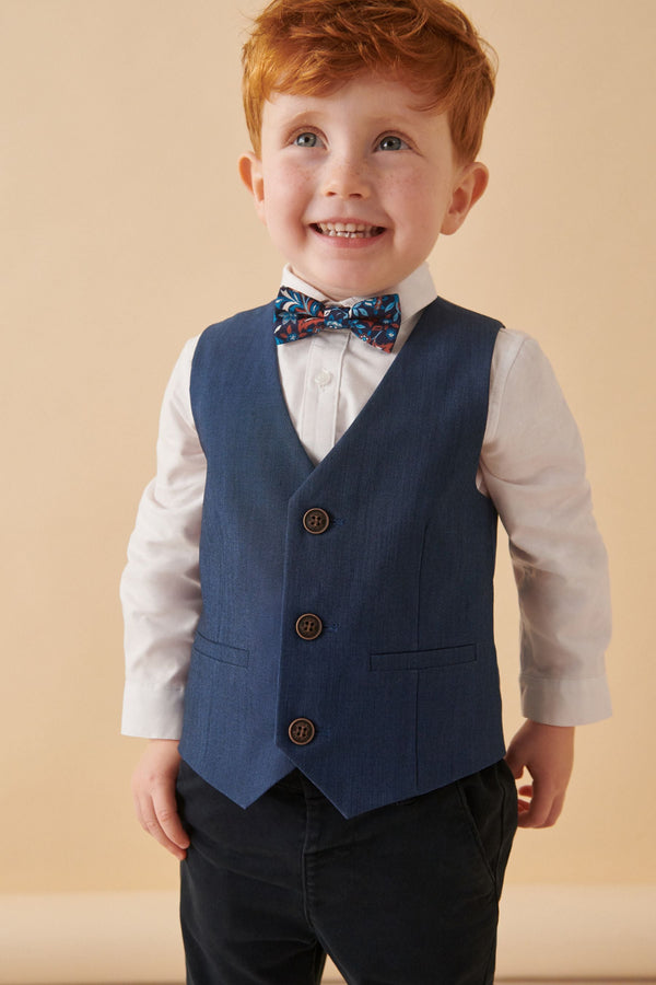 Blue Waistcoat, Shirt & Bowtie Set (3mths-9yrs)