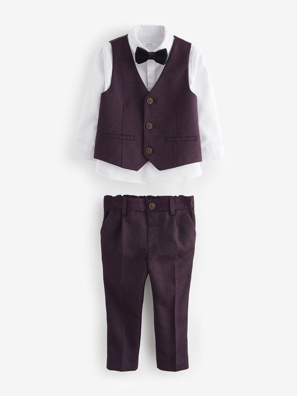 Plum Purple Waistcoat, Shirt, Trousers & Bowtie Set (3mths-9yrs)