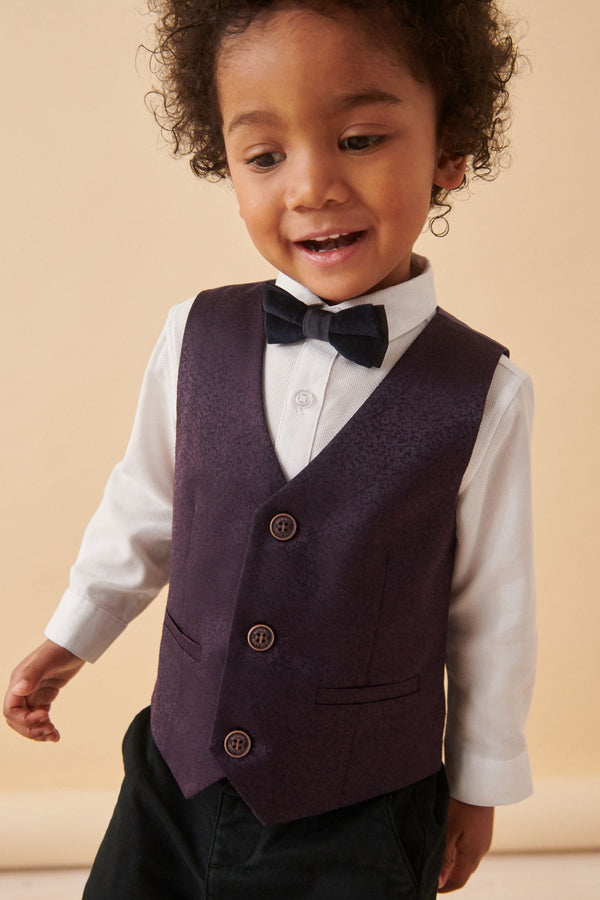 Plum Purple Waistcoat, Shirt & Bowtie Set (3mths-9yrs)