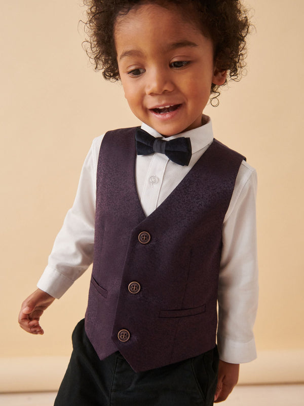 Plum Purple Waistcoat, Shirt & Bowtie Set (3mths-9yrs)