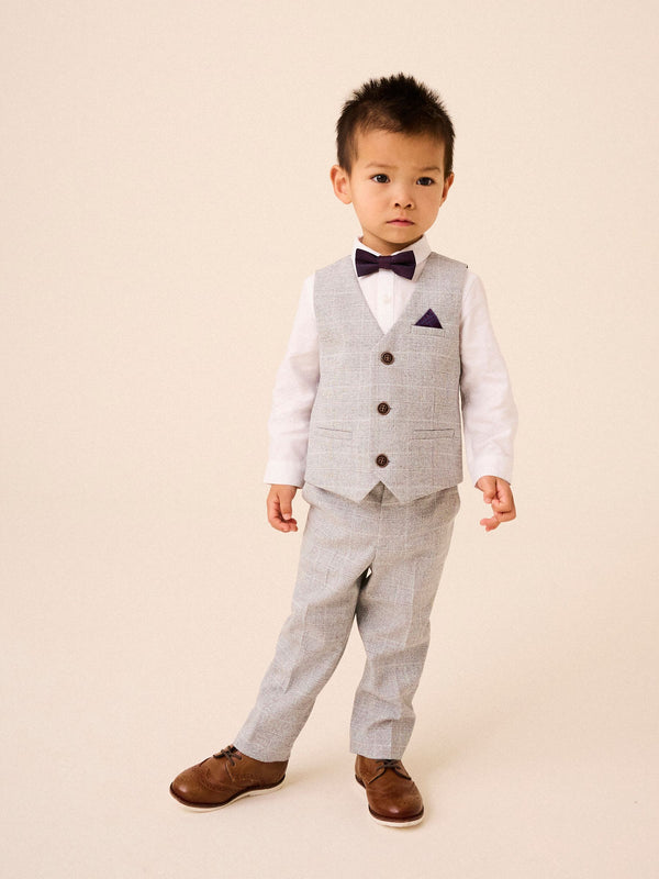 Grey Heritage Waistcoat, Shirt, Trousers & Bow Tie Set (3mths-9yrs)