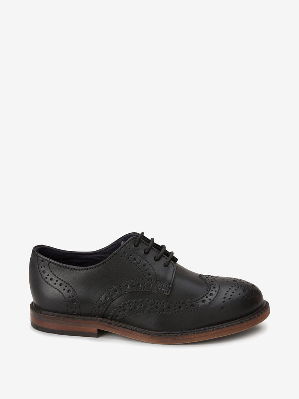 Black Standard Fit (F) Leather Laceup Brogue Shoes