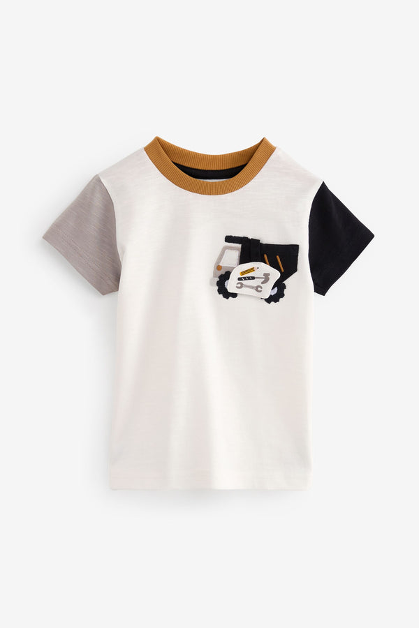 White Short Sleeve Pocket T-Shirt (3mths-7yrs)