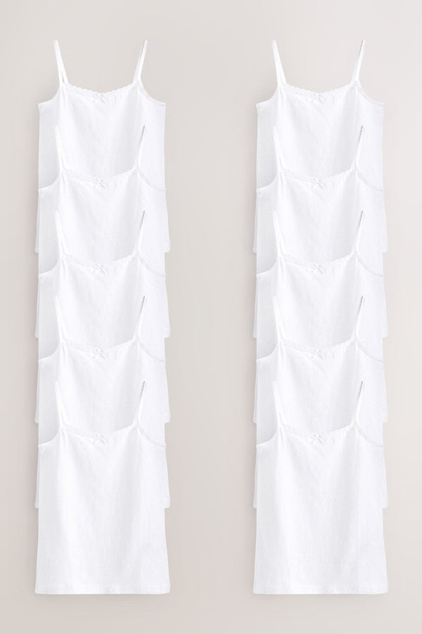 White 10 Pack Lace Trim Cami Vest (1.5-16yrs)