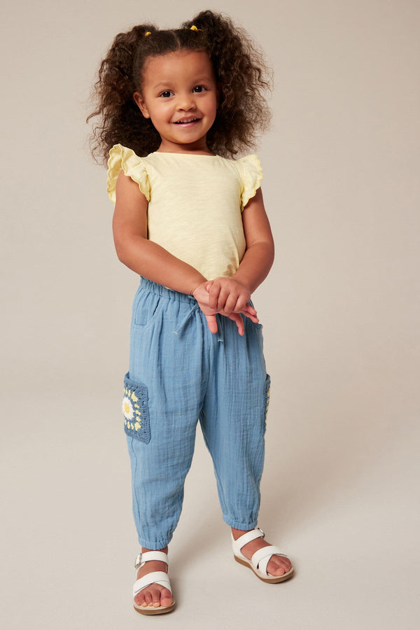 Blue Crochet Pocket Trousers (3mths-7yrs)