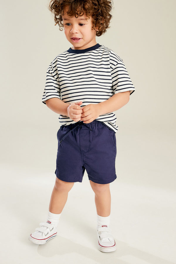 Navy Blue 100% Cotton Pull-On Shorts (3mths-7yrs)