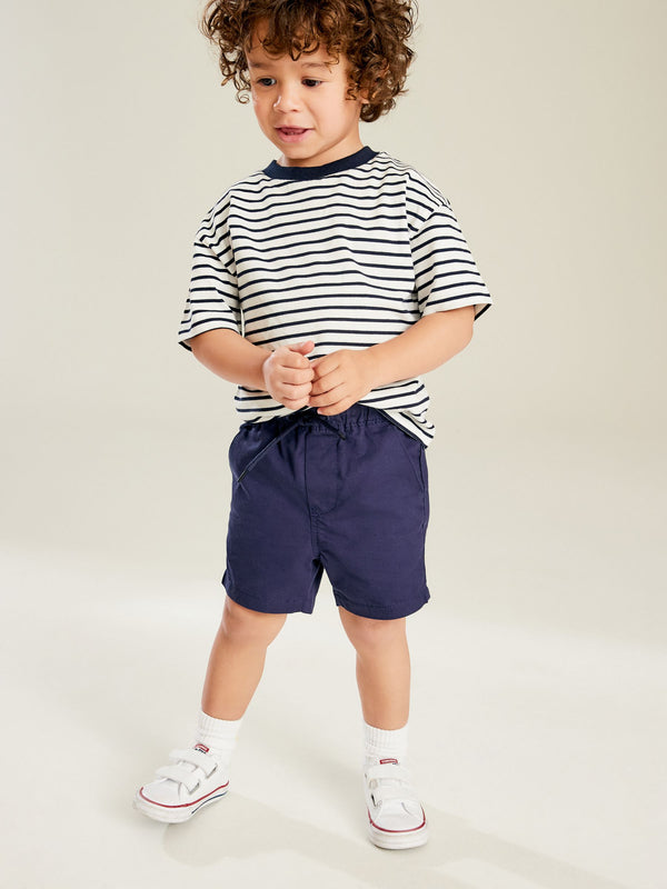 Navy Blue 100% Cotton Pull-On Shorts (3mths-7yrs) (3mths-7yrs)