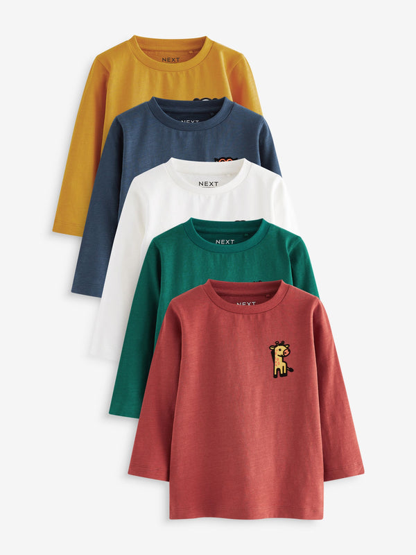 Multi Animal Long Sleeve T-Shirts 5 Pack (3mths-7yrs)